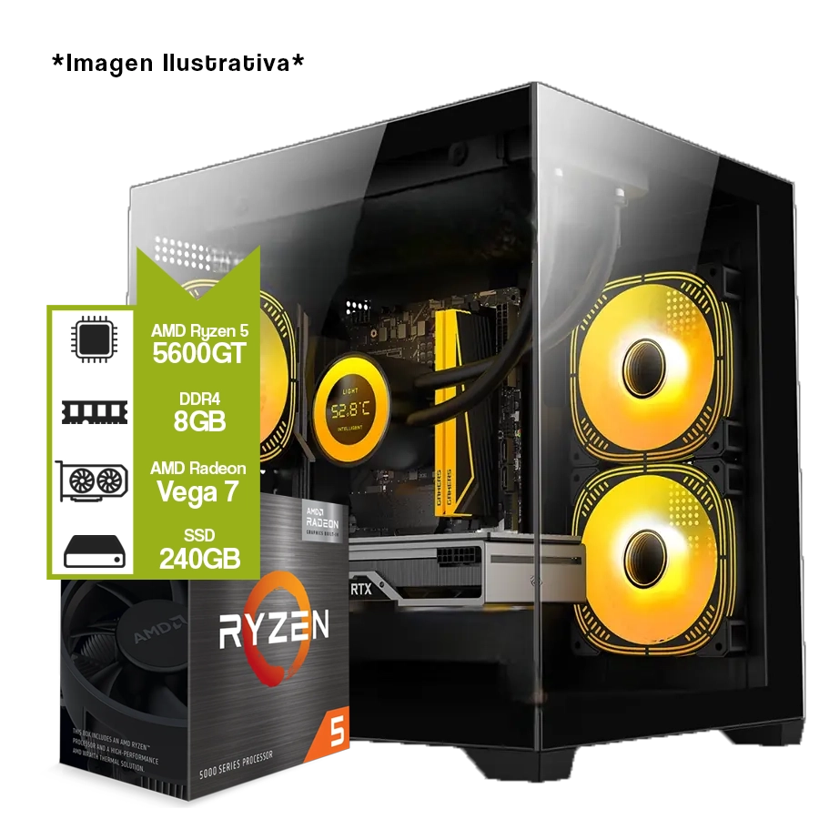 PC ARMADA GAMER AMD RYZEN 5 5600GT + A520M + 8GB DDR4 + 240GB SSD + JT-X93