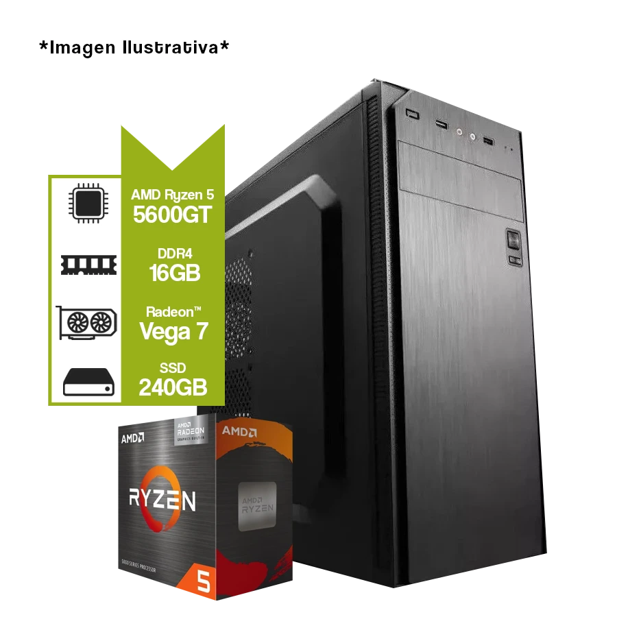 PC Armada Gamer AMD Ryzen 5 5600GT + A520M + SSD 240GB + 16GB DDR4