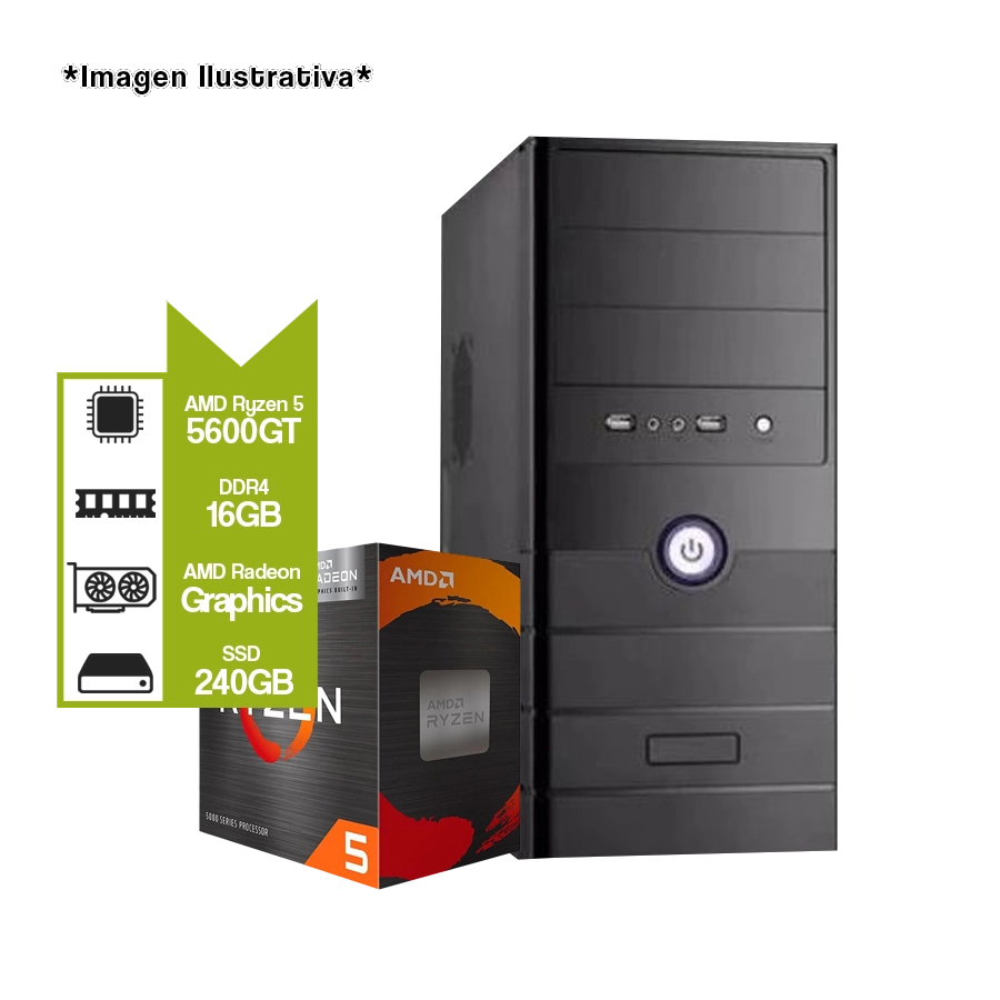 PC Armada Gamer AMD Ryzen 5 5600GT + A520M + SSD 240GB + 16GB DDR4
