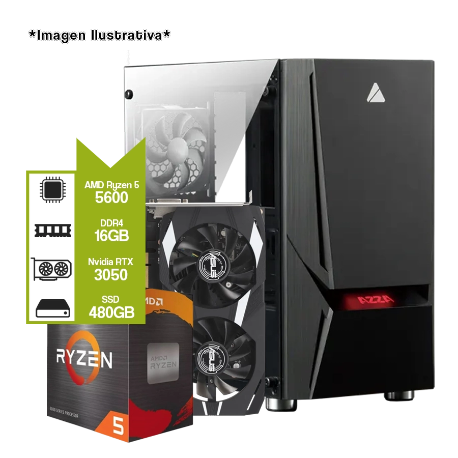 PC ARMADA GAMER AMD RYZEN 5 5600 + NVIDIA RTX 3050 + A520M + SSD 480GB + 16GB DDR4