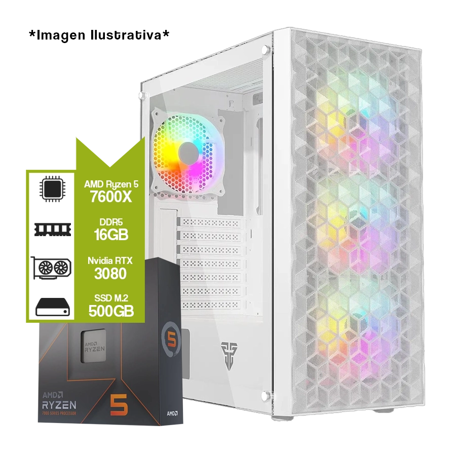 PC Armada Gamer AMD Ryzen 5 7600X + B850M + 16GB + GeForce RTX 3080 + M.2 500GB 