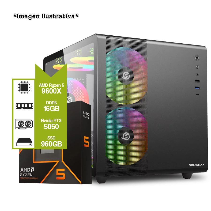 PC ARMADA GAMER AMD RYZEN 5 9600X + B650M + NVIDIA RTX 5050 + SSD 960GB + 16GB DDR5