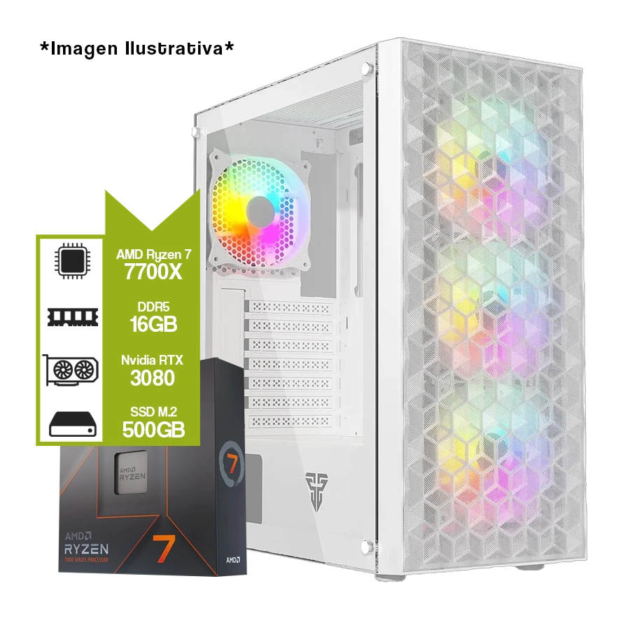 PC Armada Gamer AMD Ryzen 7 7700X + B850M + 16GB + GeForce RTX 3080 + M.2 500GB 