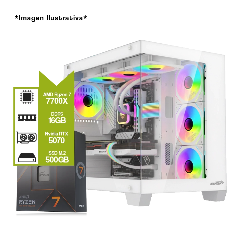 PC Armada Gamer AMD Ryzen 7 7700X + B850M + 16GB + GeForce RTX 5070 + M.2 500GB