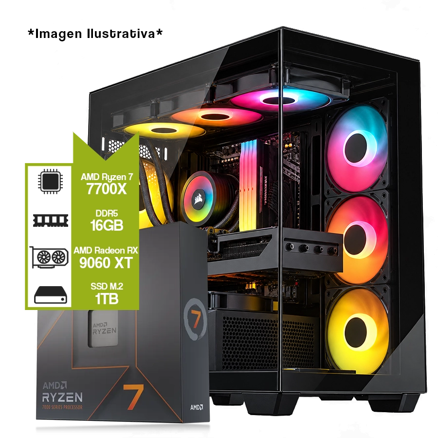 PC Armada Gamer AMD Ryzen 7 7700X + B850M WiFi + 16GB DDR5 + Radeon RX 9060 XT + M.2 1TB 