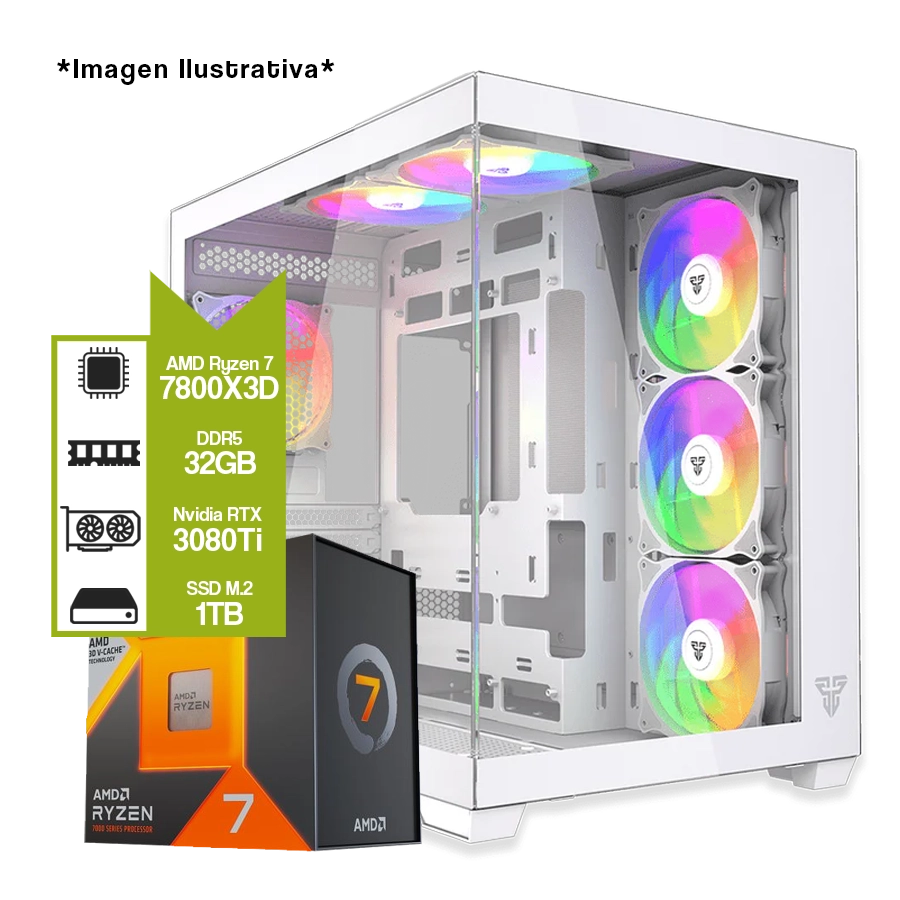 PC Armada Gamer AMD Ryzen 7 7800X3D + B850M + 32GB + GeForce RTX 3080TI 12GB + M.2 1TB 