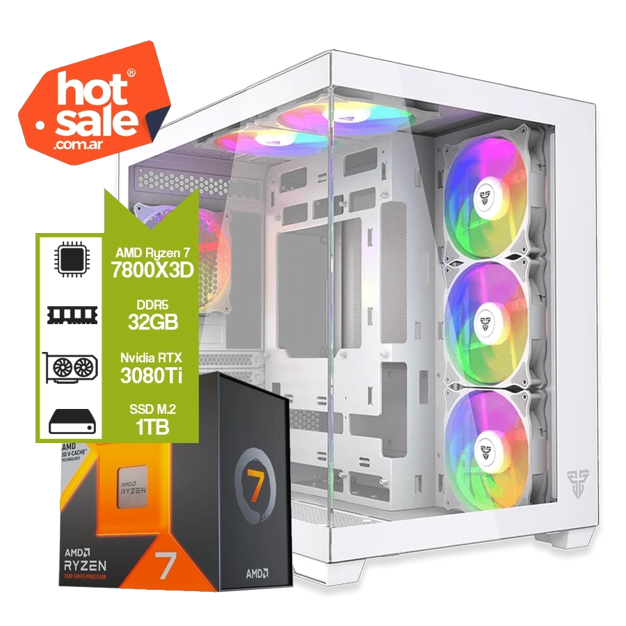 PC Armada Gamer AMD Ryzen 7 7800X3D + B850M + 32GB + GeForce RTX 3080TI 12GB + M.2 1TB 