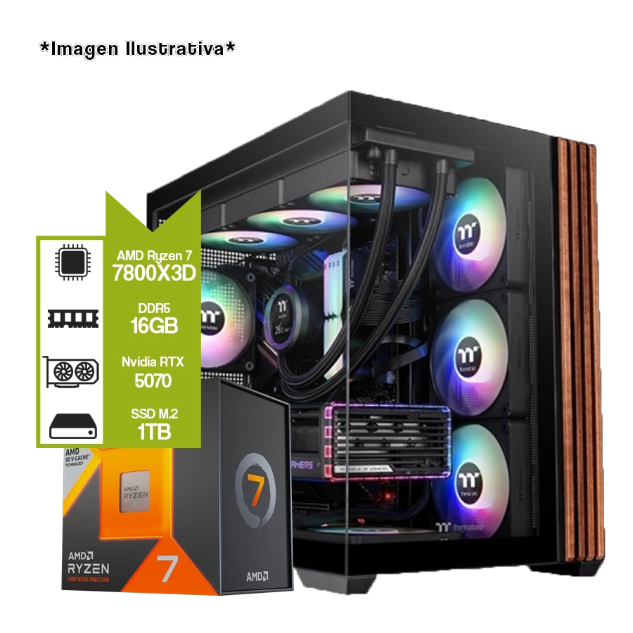 PC Armada Gamer AMD Ryzen 7 7800X3D + B850M WiFi + GeForce RTX 5070 + 16GB DDR5 + M.2 1TB