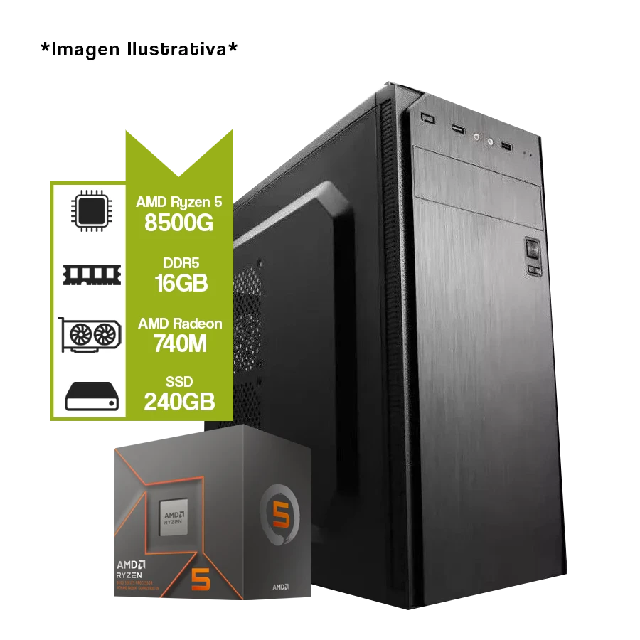 PC Armada Gamer AMD Ryzen 8500G + A620M + SSD 240GB + 16GB DDR5