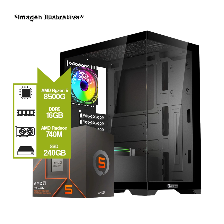 PC Armada Gamer AMD Ryzen 8500G + A620M + SSD 240GB + 16GB + JT-X94B