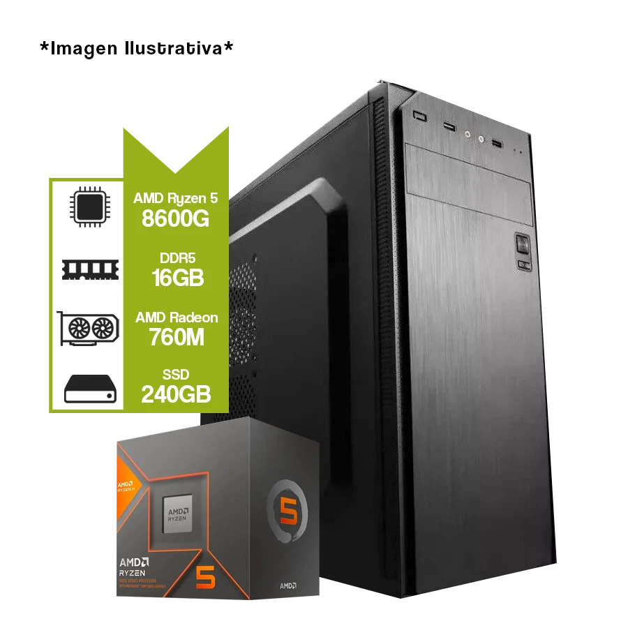 PC Armada Gamer AMD Ryzen 8600G + A620M + SSD 240GB + 16GB DDR5