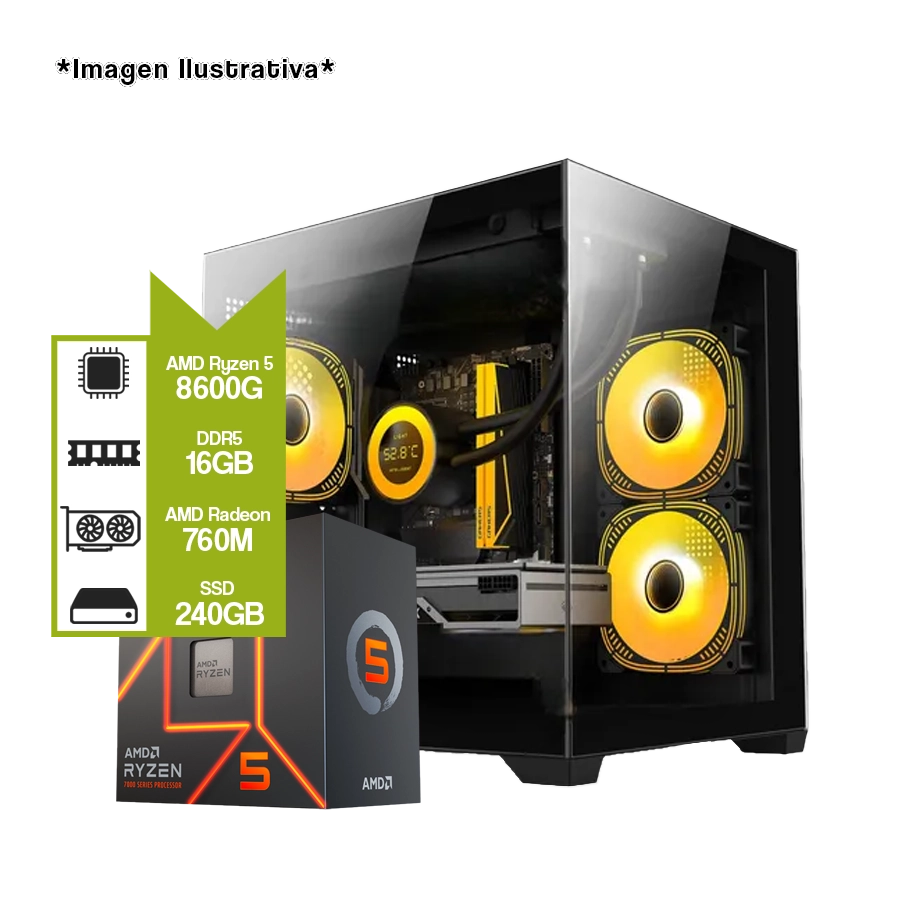 PC Armada Gamer AMD Ryzen 8600G + A620M + SSD 240GB + 16GB + JT-X93