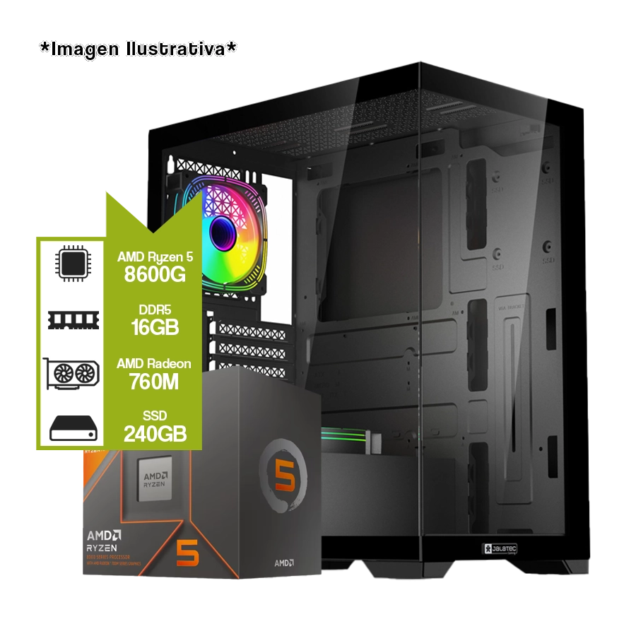 PC Armada Gamer AMD Ryzen 8600G + A620M + SSD 240GB + 16GB + JT-X94B