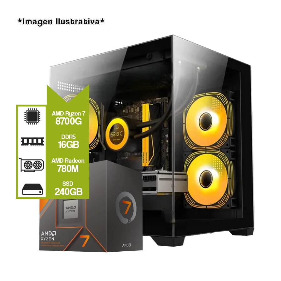 PC Armada Gamer AMD Ryzen 8700G + A620M + SSD 240GB + 16GB + JT-X93