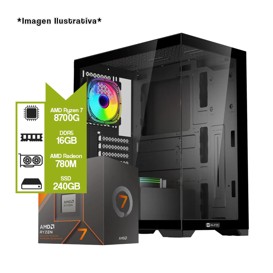 PC Armada Gamer AMD Ryzen 8700G + A620M + SSD 240GB + 16GB + JT-X94B