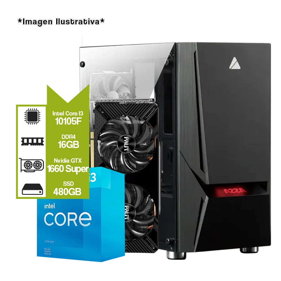 PC ARMADA GAMER INTEL I3 10105F + GTX 1660 SUPER + H410M + 16GB DDR4 + 480GB SSD