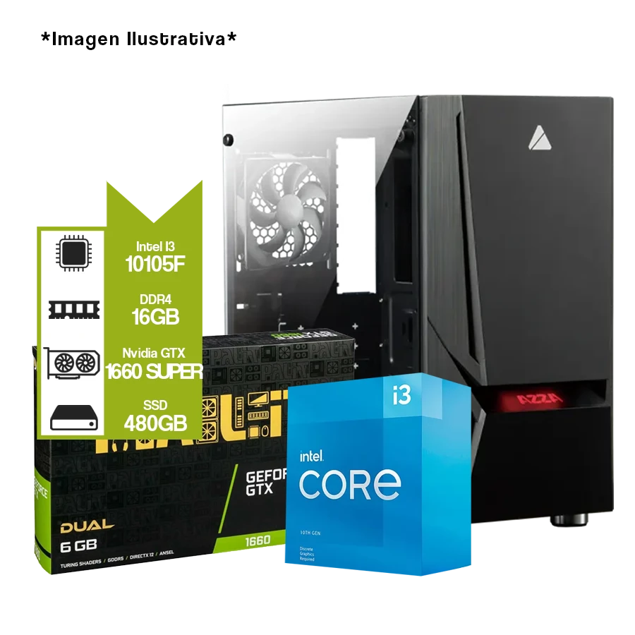 PC Armada Gamer Intel i3 10105F + H510M + NVIDIA GTX 1660 Super + SSD 480GB + 16GB DDR4