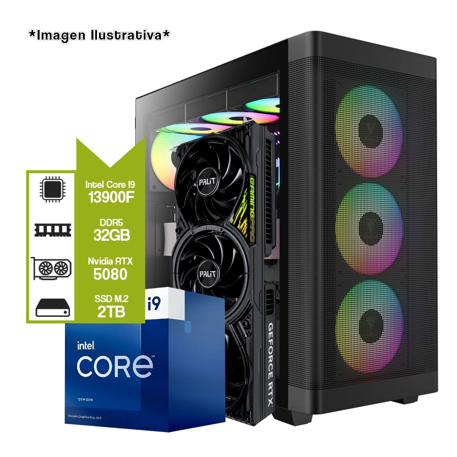 PC ARMADA GAMER INTEL I9 13900F + RTX 5080 + Z790 + 32GB DDR5 + 2TB M.2