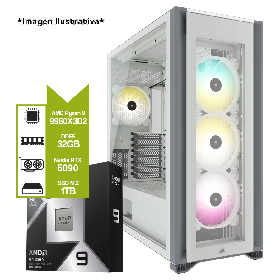 PC Armada Gamer Ryzen 9 9950X3D2 + X870 + 32GB DDR5 + NVIDIA RTX 5090 + M.2 1TB 