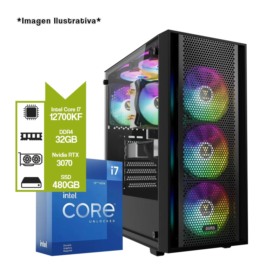 PC Armada Intel i7-12700KF + RTX 3070 + B760M + 32GB DDR4 + 480GB SSD