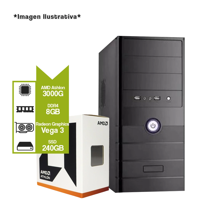 PC Armada Oficina AMD Athlon 3000G + A520 + SSD 240GB + 16GB DDR4
