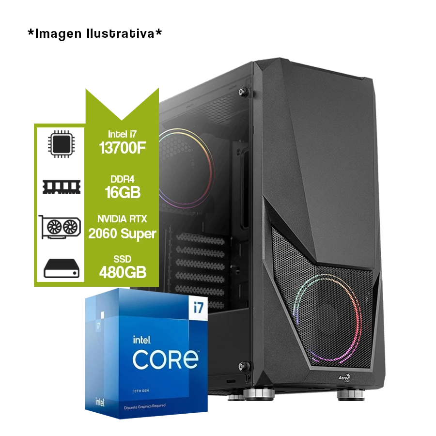 PC Gamer Intel Core i7 13700F + B760M + SSD 480GB + RTX 3070 Ti + 16GB 