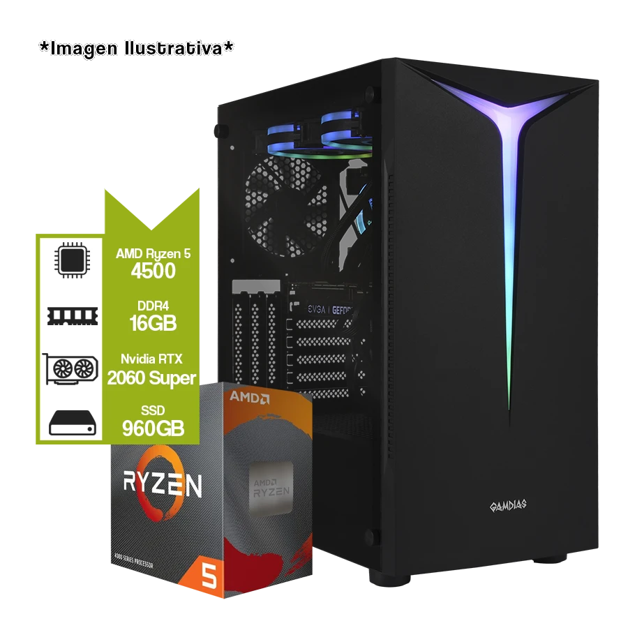 PC Gamer Shazam! AMD Ryzen 4500 + b450+ ssd 1TB + 16gb+ argus e2 elite