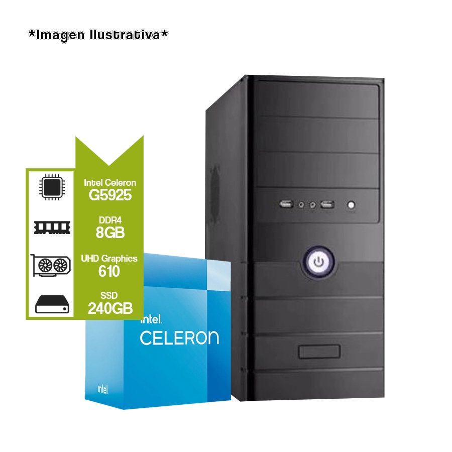 PC OFICINA 1: INTEL CELERON G5925 + H410M + SSD 240GB + 8GB DDR4