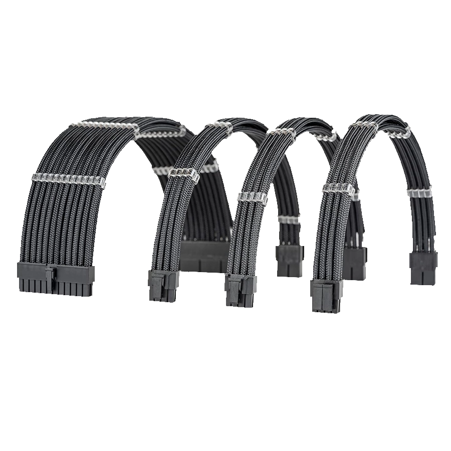Pack Cables Modding Mallado ATX 24pin CPU/EPS 4+4pin 2xPCIe 6+2pin Negro