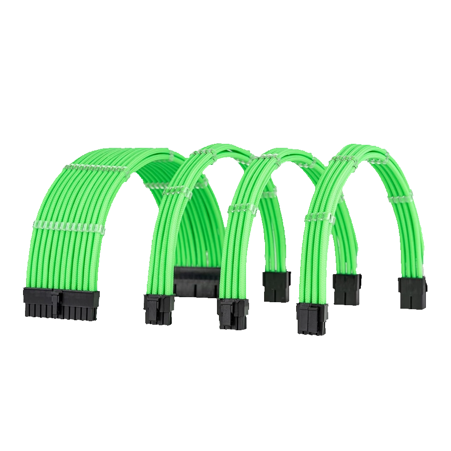 Pack Cables Modding Mallado ATX 24pin CPU/EPS 4+4pin 2xPCIe 6+2pin Verde