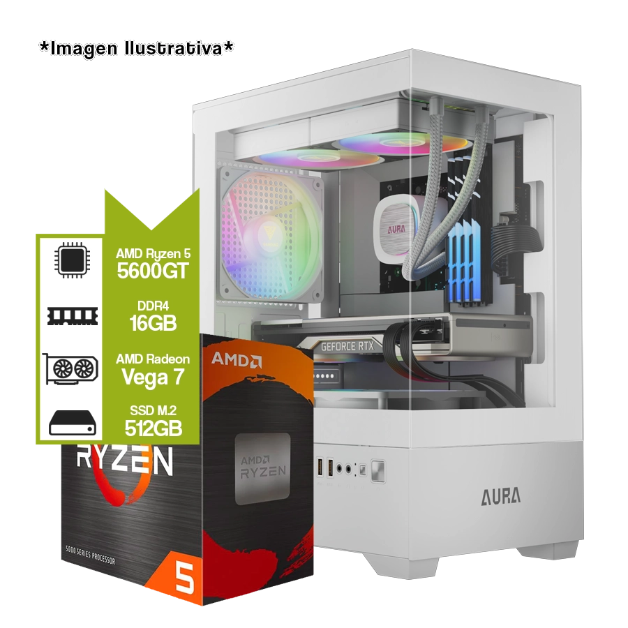 Pc Armada Gamer AMD Ryzen 5 5600GT +A520M + 16GB DDR4 + M.2 512GB + 650W 80 Plus Bronze 
