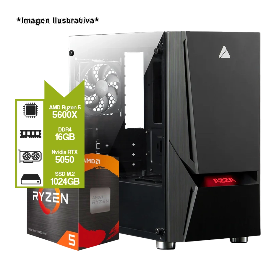 PC Armada Gamer AMD Ryzen 5 5600X + RTX 5050 + A520M + 16GB DDR4 + M.2 1TB