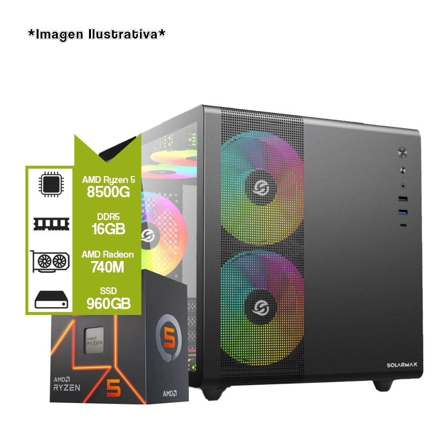 Pc Armada Gamer AMD Ryzen Ryzen 5 8500G + A620M + 16GB + SSD 960GB + 750W 80 PLUS Bronce