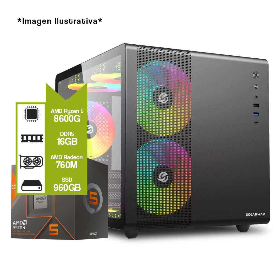 Pc Armada Gamer AMD Ryzen Ryzen 5 8600G + A620M + 16GB + SSD 960GB + 750W 80 PLUS Bronce
