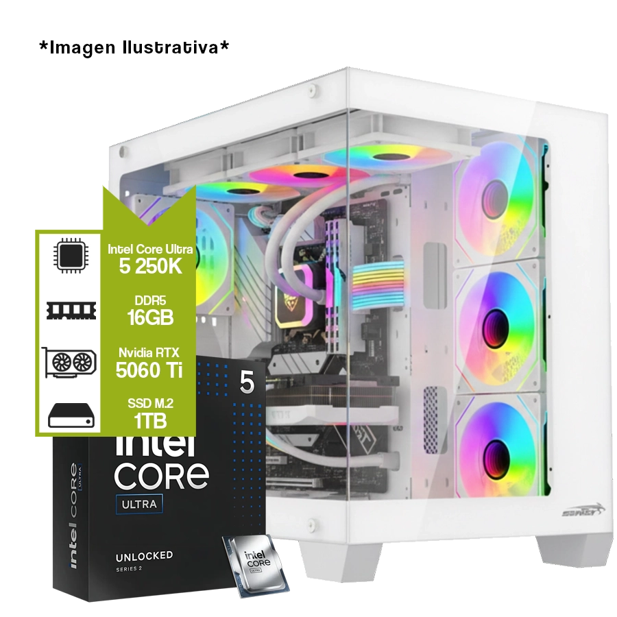 Pc Armada Gamer Intel Core Ultra 5 250K Plus + H810M + GeForce RTX 5060 Ti + 16GB DDR5 + M.2 1TB