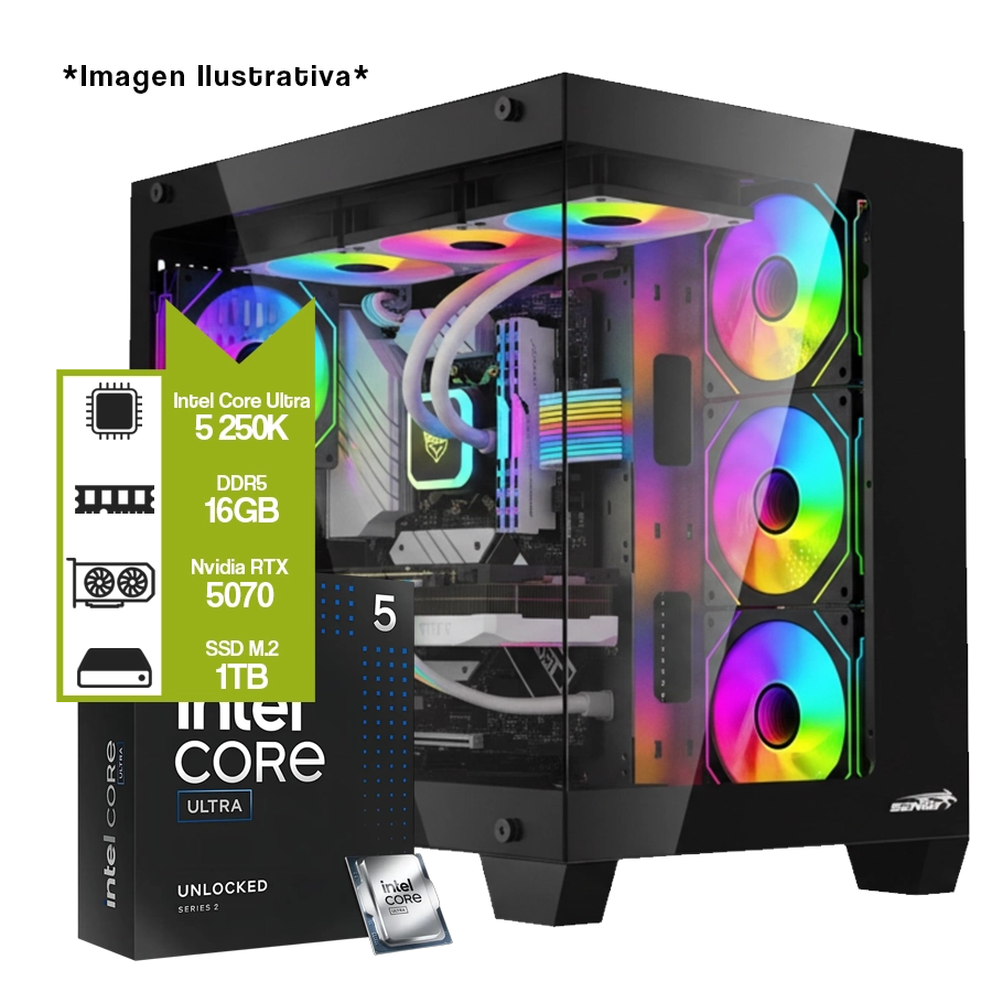 PC ARMADA GAMER INTEL CORE ULTRA 5 250K PLUS + H810M WIFI + GEFORCE RTX 5070 + 16GB DDR5 + M.2 1TB