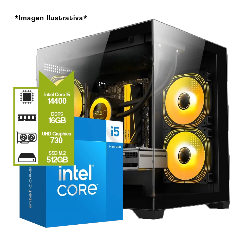 PC ARMADA INTEL CORE I5 14400 + B760M + 16GB DDR5 + M.2 500GB + JT-X93 + FUENTE 500W 80 PLUS