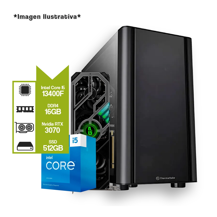 Pc Gamer Armada Intel i5 13400F + H610M + M.2 512GB + NVIDIA RTX 3070 + 16GB DDR4