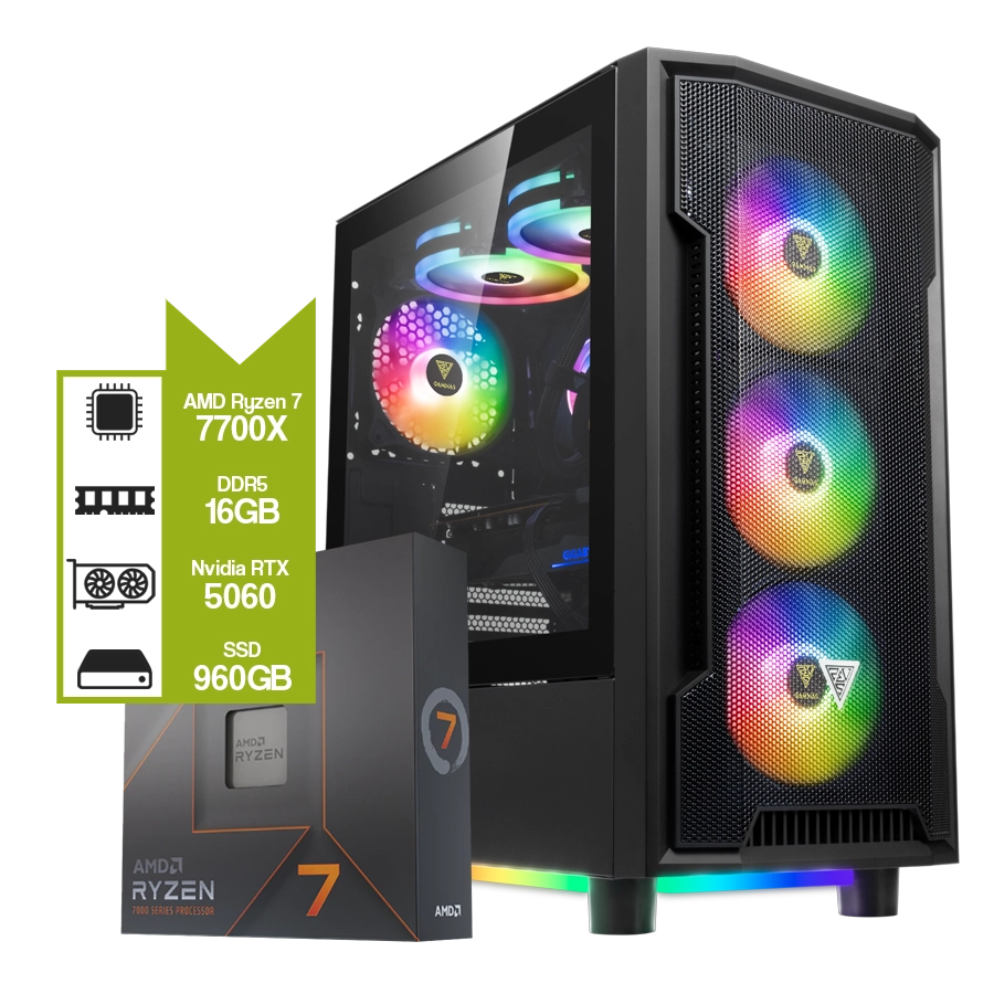 Pc armada AMD Ryzen 7 7700X + B650M WIFI + 16GB DDR5 + GeForce RTX 5060 + SSD 960GB 