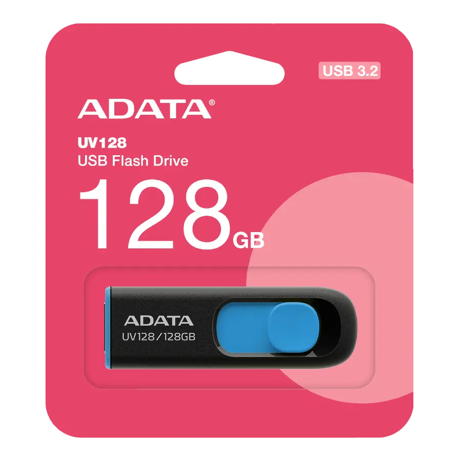 Pen Drive ADATA UV128 128GB USB 3.2 Gen1 Negro y Azul