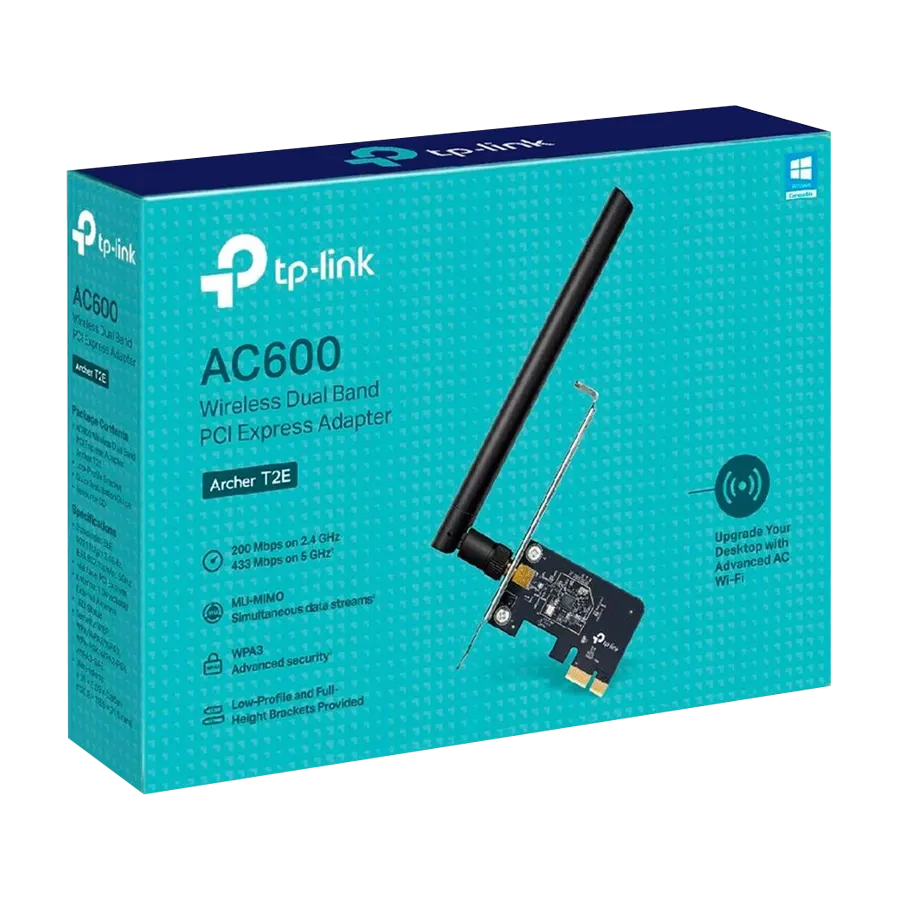 Placa Wi-Fi TP-Link Archer T2E AC600 Dual Band 5GHz 2.4GHz PCI-Express