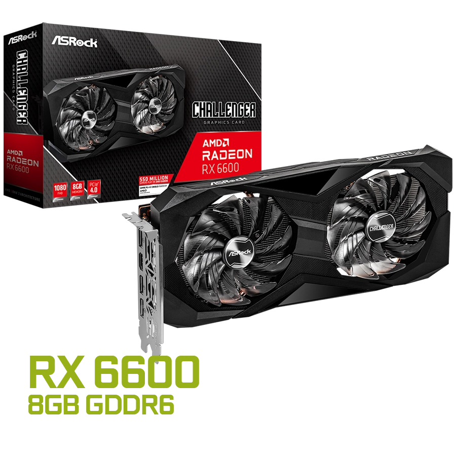 PLACA DE VIDEO ASROCK AMD RADEON RX 6600 CHALLENGER D 8GB GDDR6 128BIT PCIE 4.0