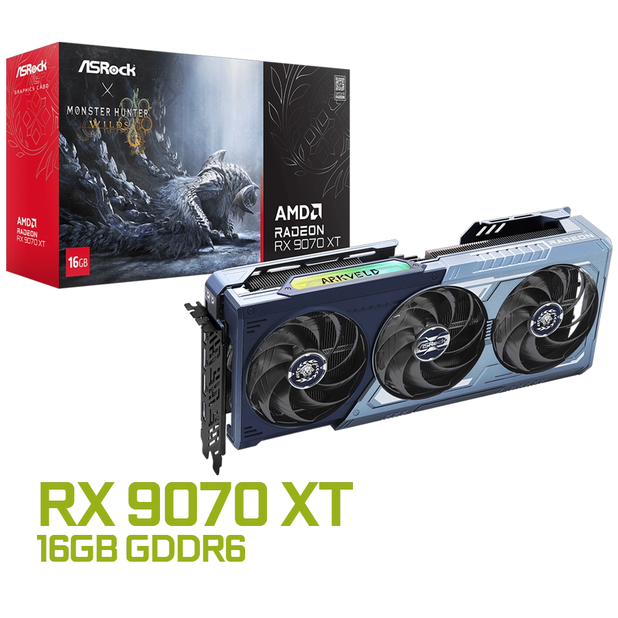 PLACA DE VIDEO ASROCK RADEON RX 9070 XT MONSTER HUNTER WILDS EDITION 16GB GDDR6 256BIT PCIE 5.0