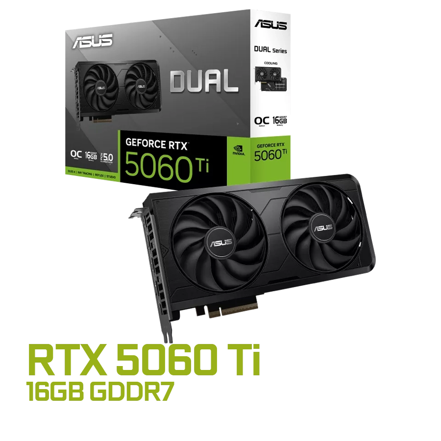 PLACA DE VIDEO ASUS GEFORCE RTX 5060 TI DUAL EVO OC 16GB GDDR7 128BIT PCIE 5.0