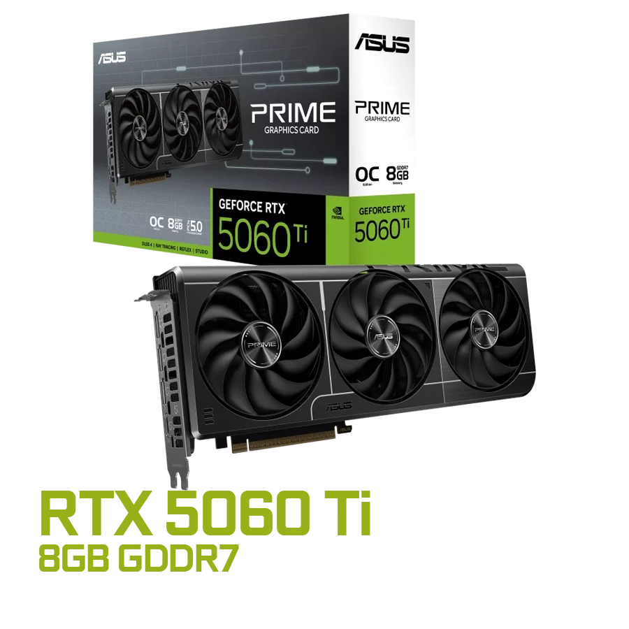 PLACA DE VIDEO ASUS GEFORCE RTX 5060 TI PRIME OC 8GB GDDR7 128BIT PCIE 5.0
