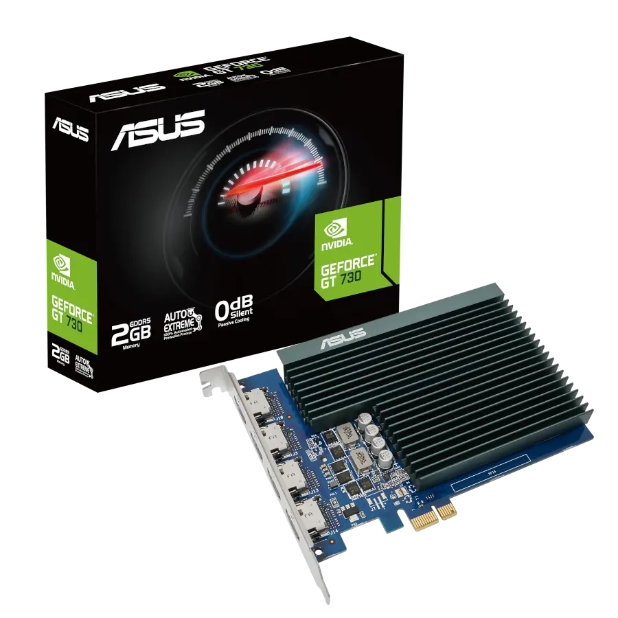 Placa de Video ASUS NVIDIA GeForce GT 730 2GB GDDR5 PCIe 2.0 x1 Low Profile 4 HDMI
