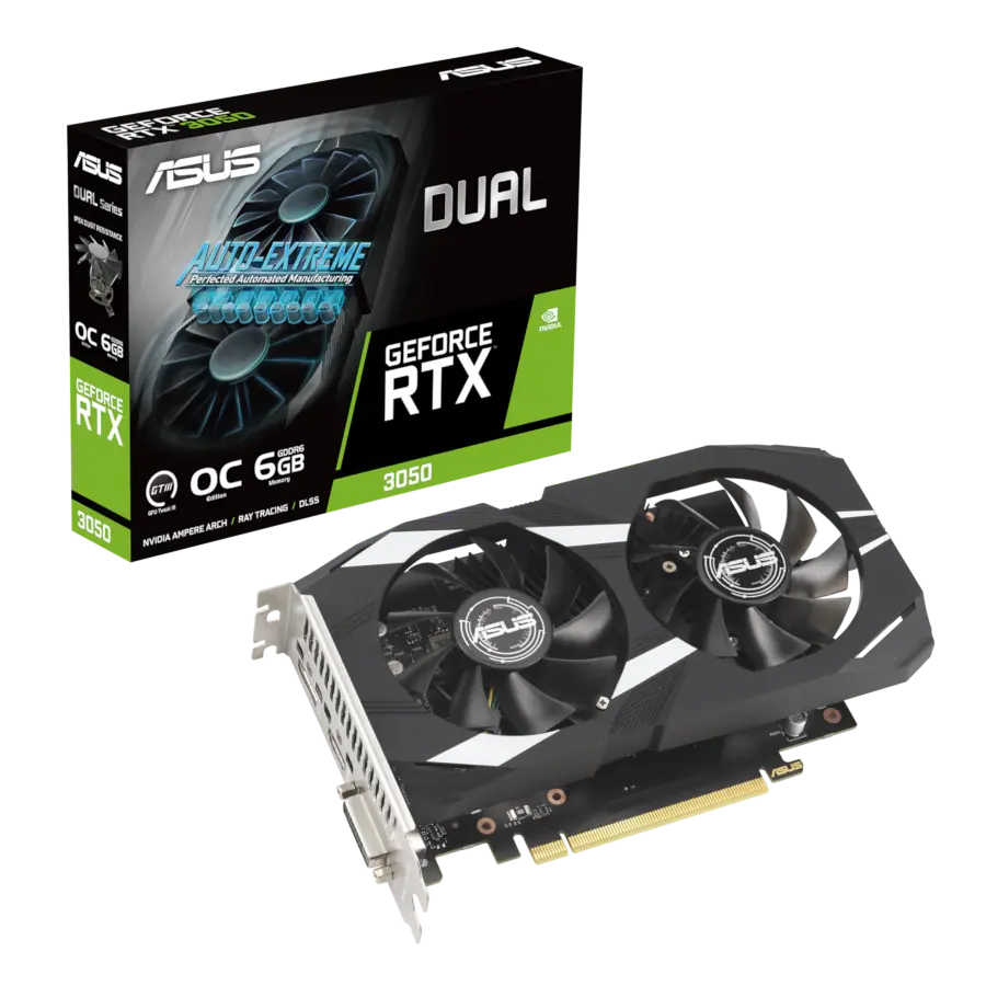 Placa de Video ASUS NVIDIA GeForce RTX 3050 DUAL OC 6GB GDDR6 96bit PCIe 4.0 DVI HDMI DP