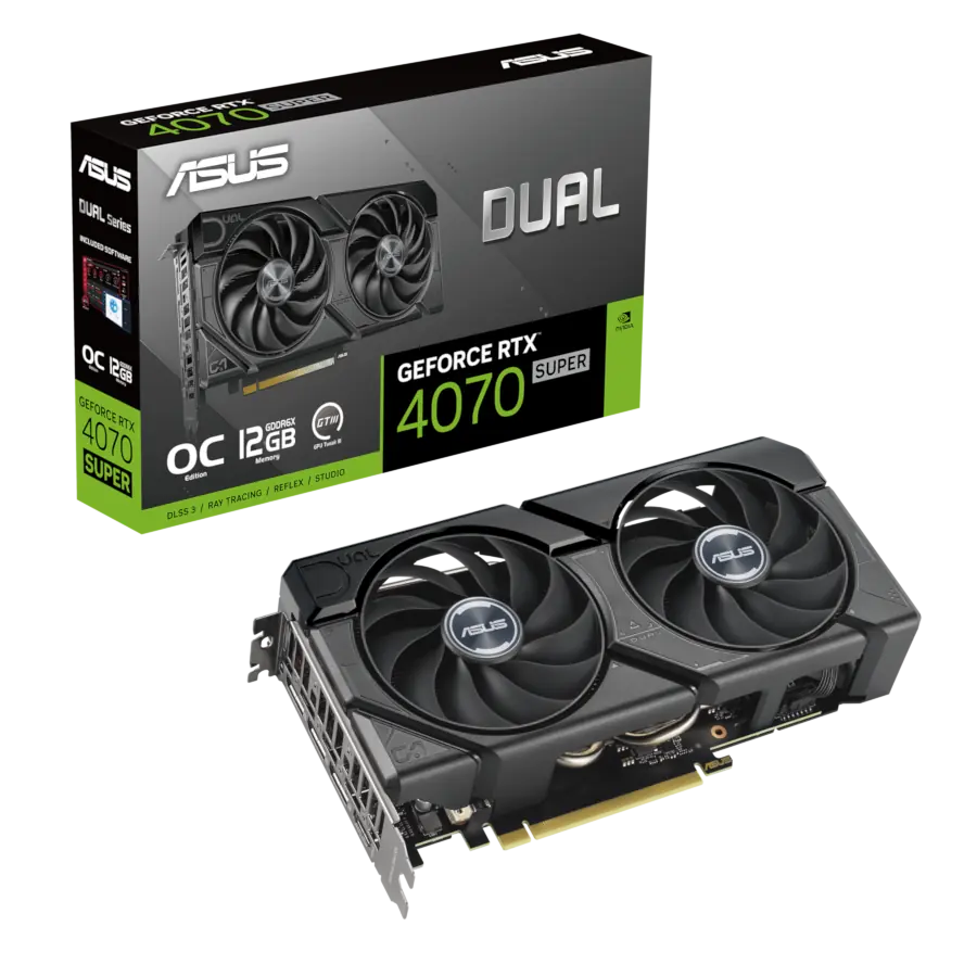 PLACA DE VIDEO ASUS GEFORCE RTX 4070 SUPER EVO OC DUAL 12GB GDDR6X 192BIT PCIE 4.0