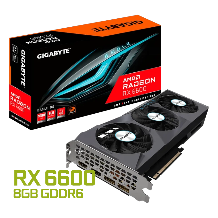 Placa de Video GIGABYTE AMD Radeon RX 6600 EAGLE 8GB GDDR6 128bit PCIe 4.0 2xHDMI 2xDP