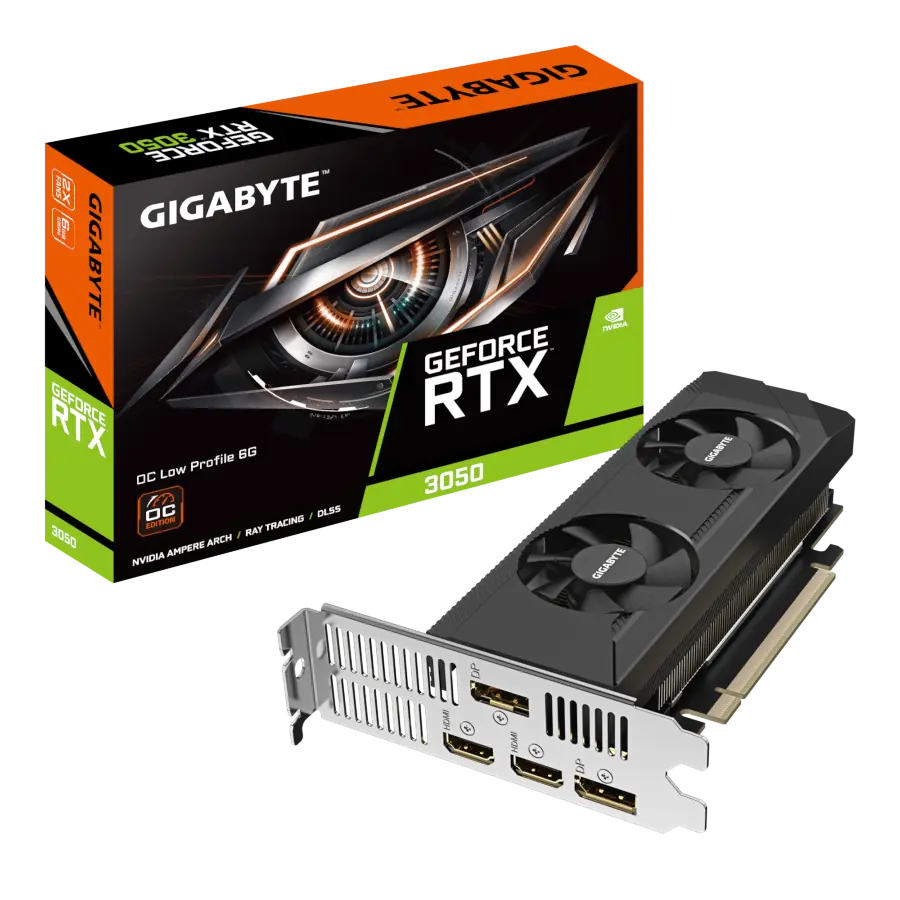 Placa de Video GIGABYTE GeForce RTX 3050 OC Low Profile 6GB GDDR6 96bit PCIe 4.0